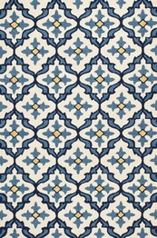 KAS Harbor Ivory and Blue Mosaic 4210